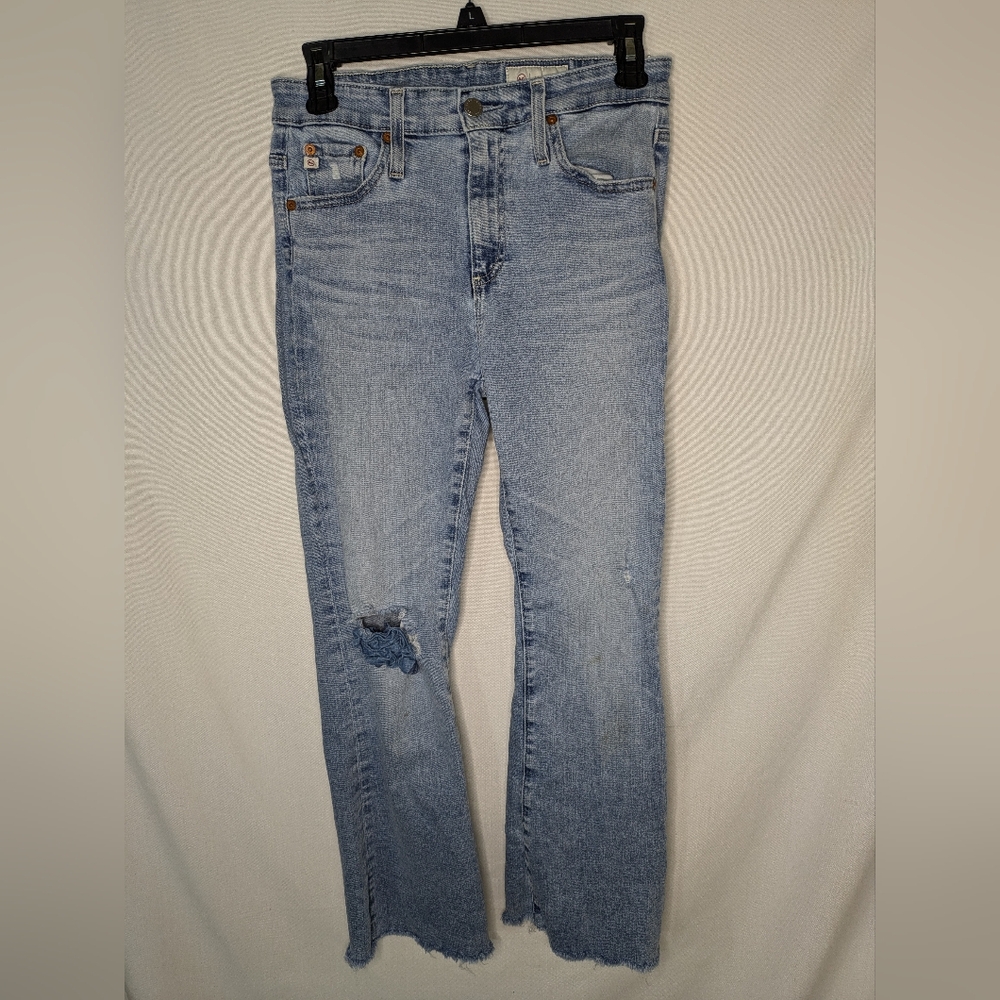 Adriano Goldschmied Light Wash Mid Rise Fabric Patch Raw Hem‎ Jeans Size …